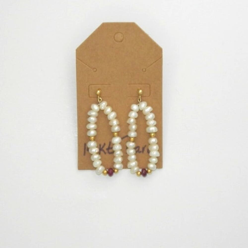 14kt Gold Pearl Dangle Earrings